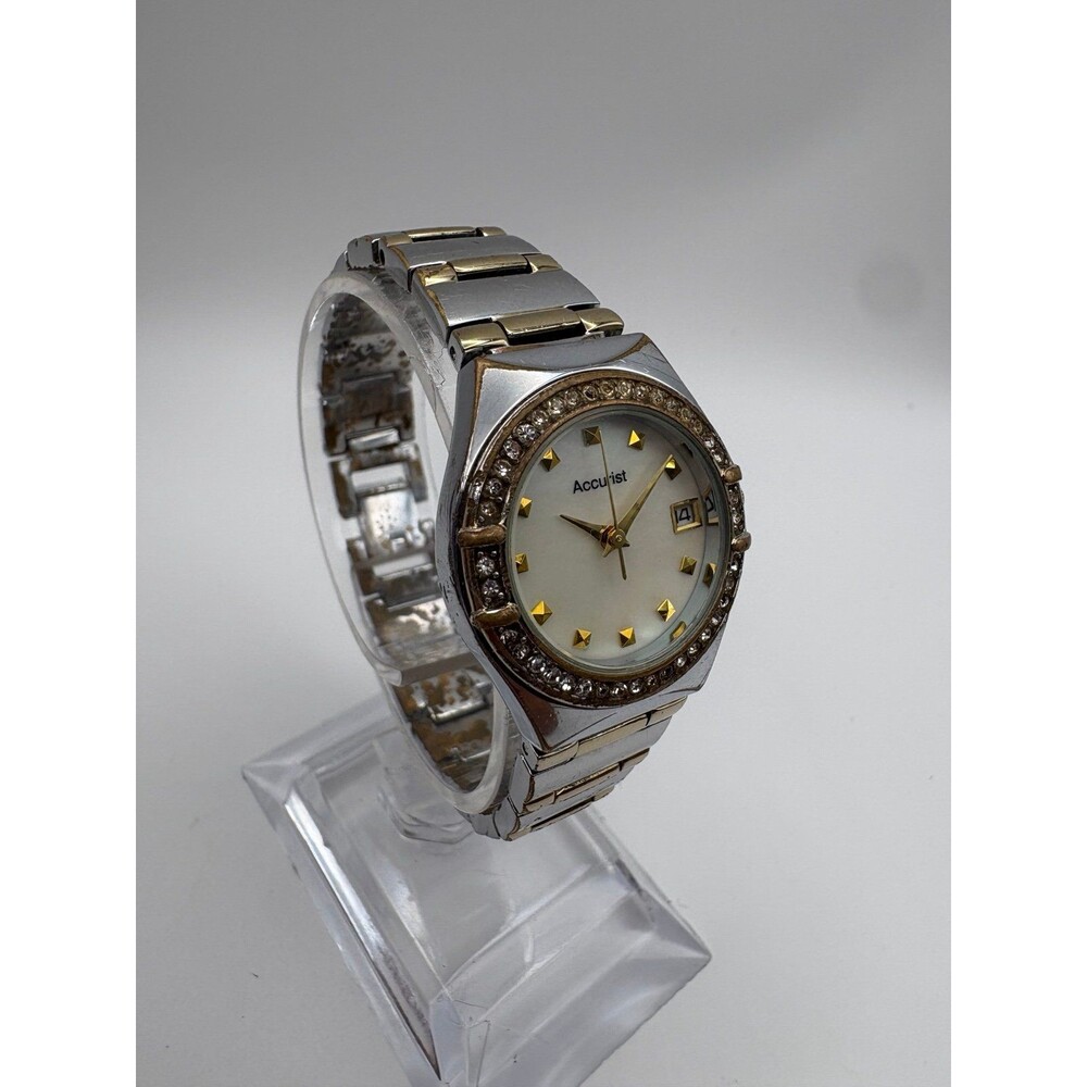 Accurist Women Two Tone Watch Crystal Bezel MOP Dial LB1661P - As Is